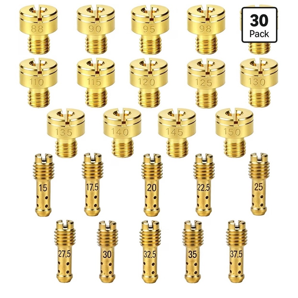 25 Pcs Carburetor Main and Pilot Jet Kit for Dirt Pit Bike Motorcycle Brass